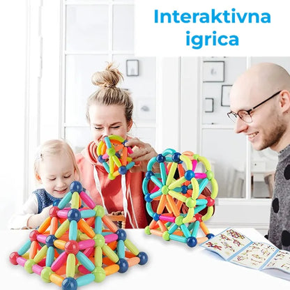 Magnetni set štapića i kugli za kreativnu igru i učenje